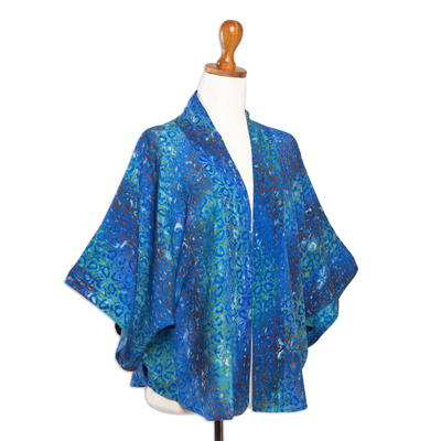 Hand-Stamped Rayon Kimono Jacket