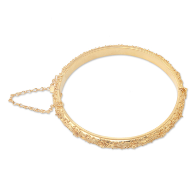 Artisan Crafted Gold-Plated Bangle Bracelet from Bali