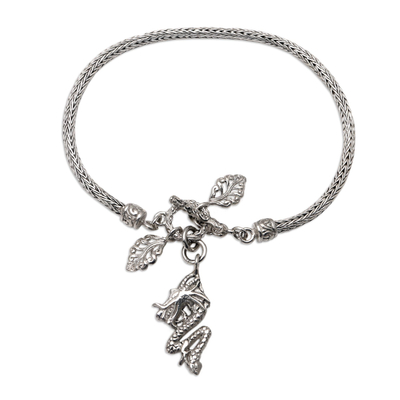 Sterling Silver Bracelet with Dragon Charm