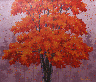 Acrylic Tree Painting on Canvas from Java