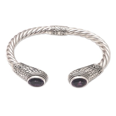 Handcrafted Sterling Silver Amethyst Cuff Bracelet