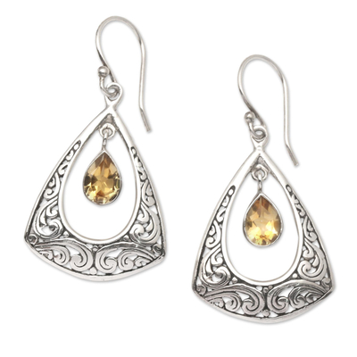 Citrine and Sterling Silver Dangle Earrings