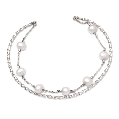 Hand Crafted Cultured Pearl Cuff Bracelet