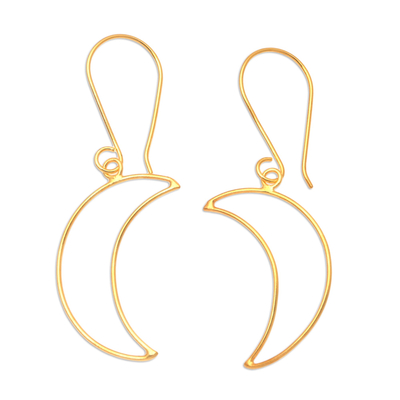 Gold-Plated Crescent Moon Dangle Earrings