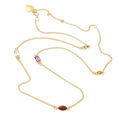 Gold-Plated Birthstone Station Necklace