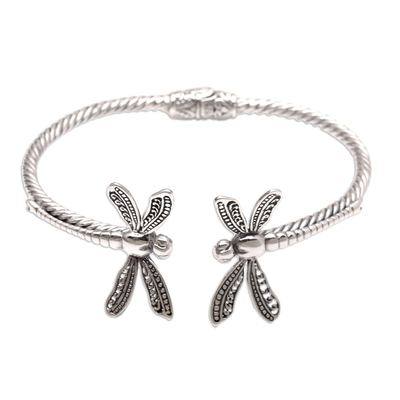 Sterling Silver Cuff Bracelet with Dragonfly Motif