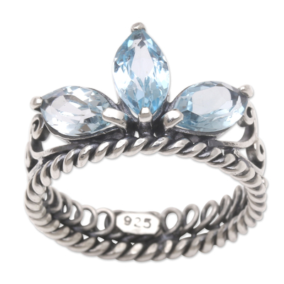 Blue Topaz and Sterling Silver Cocktail Ring from Bali