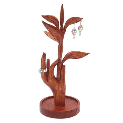 Hand Carved Jempinis Wood Jewelry Holder