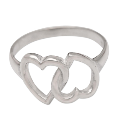 Sterling Silver Cocktail Ring with Heart Motif