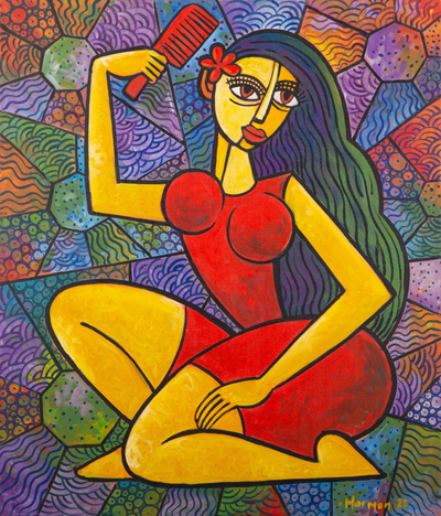 Acrylic Female Figure Painting on Canvas