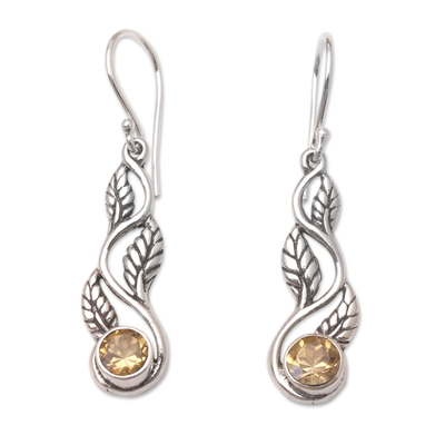 Balinese Citrine and Sterling Silver Dangle Earrings