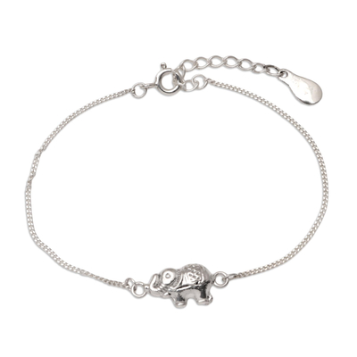 Sterling Silver Pendant Bracelet with Elephant Motif