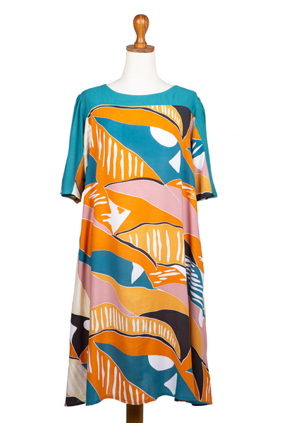 Colorful Woven Rayon Dress from Bali