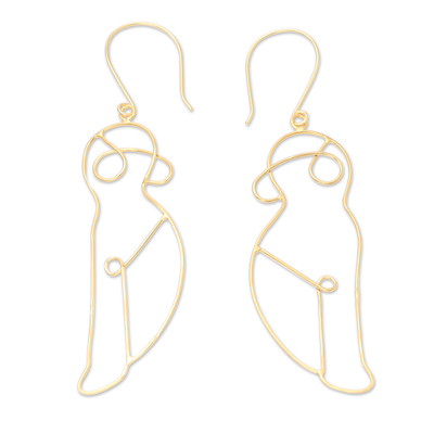 Hand Crafted Gold-Plated Dangle Earrings from Indonesia