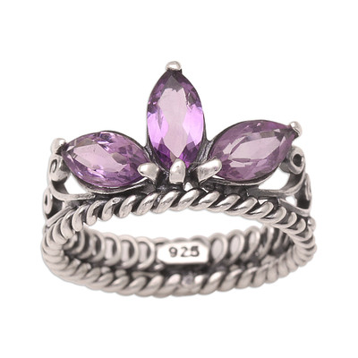 Crown-themed Amethyst Cocktail Ring from Indonesia
