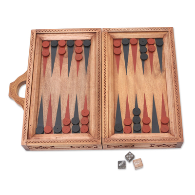 Handcrafted Cempaka Wood Backgammon Set from Bali