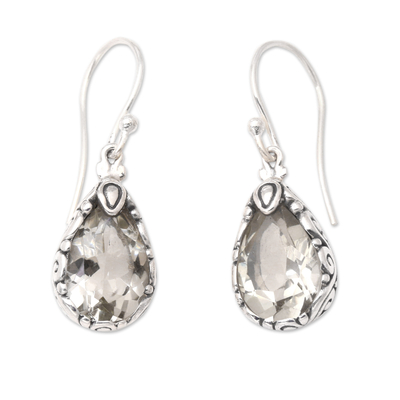 Sterling Silver and Prasiolite Dangle Earrings from Bali
