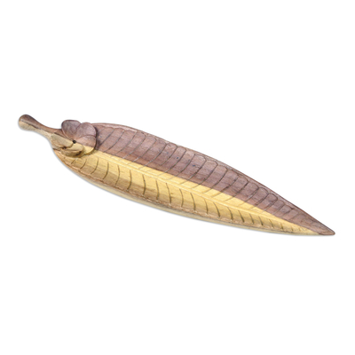 Hand-carved Leaf Incense Holder Made from Hibiscus Wood