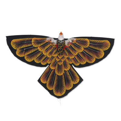 Hand Painted Black Nylon Balinese Golden Eagle Kite