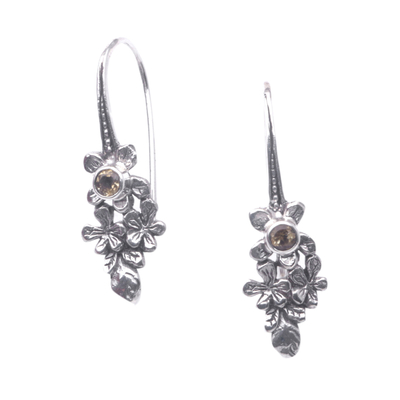 Sterling Silver Drop Earrings with Citrine Stones