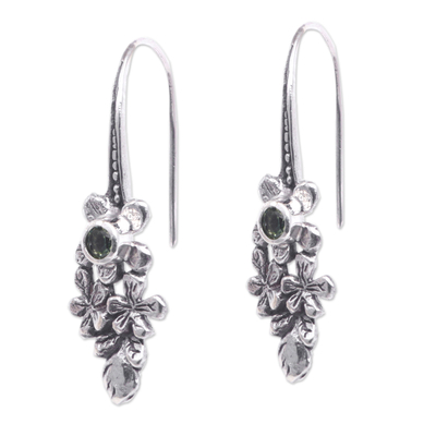 Sterling Silver Drop Earrings with Peridot Stones