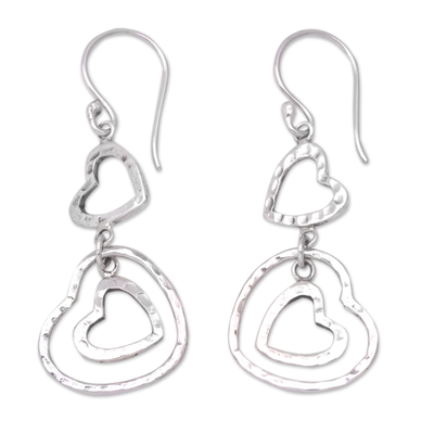Heart-Shaped Sterling Silver Dangle Earrings from Java