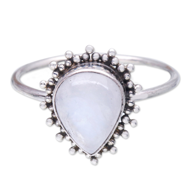 Jeweler Designed Rainbow Moonstone Cocktail Ring from Bali