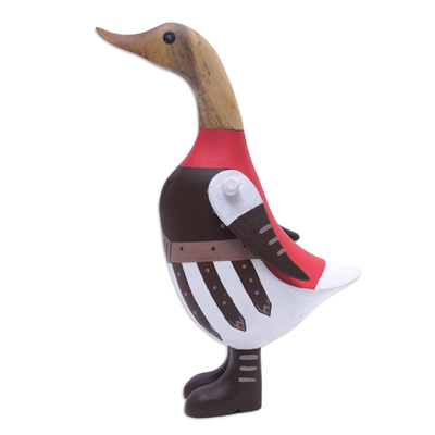 Bamboo and Teak Wood Duck Sculpture in Roman Attires