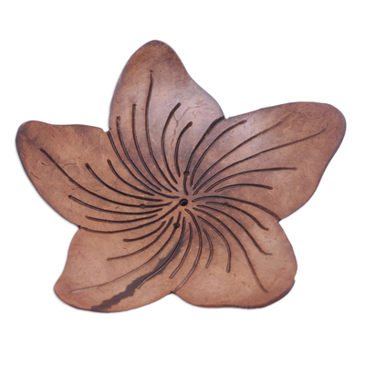Balinese Artisan Made Floral Coconut Shell Soap Dish