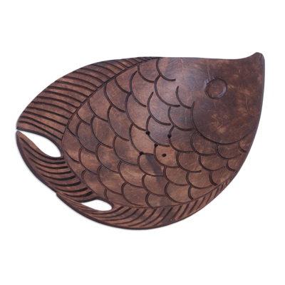 Aquatic Coconut Shell Soap Holder Hand Carved in Bali