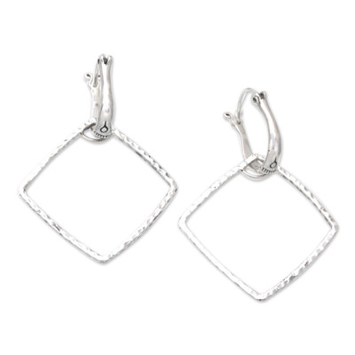 Sterling Silver Geometric Dangle Earrings from Bali