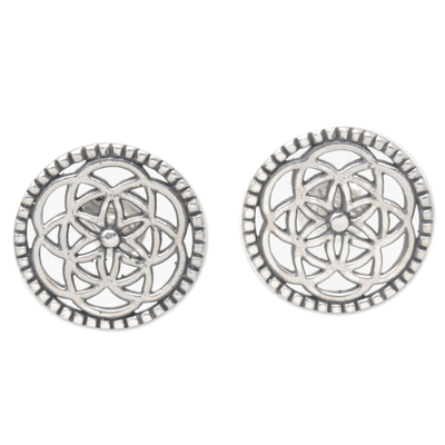 Handcrafted Sterling Silver Chakra Button Earrings