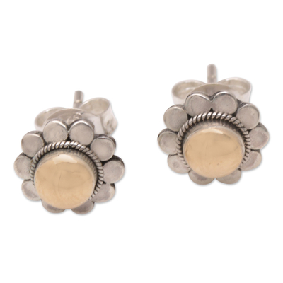 18k Gold-Accented Sterling Silver Floral Stud Earrings