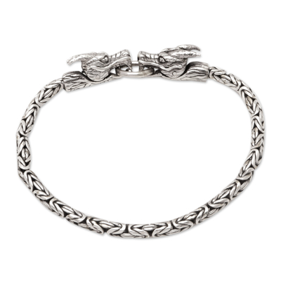 Sterling Silver Pendant Bracelet with Dragon Details