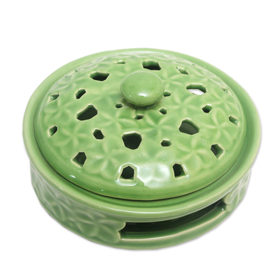 Handmade Porcelain Mosquito Coil Holder with Floral Motif