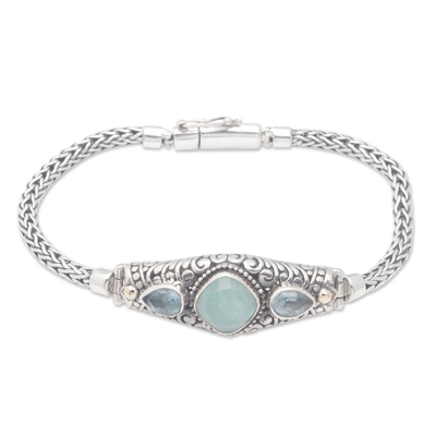 18k Gold-Accented Bracelet with Amazonite and Blue Topaz