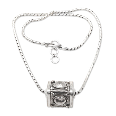 Sterling Silver Geometric Pendant Necklace from Java