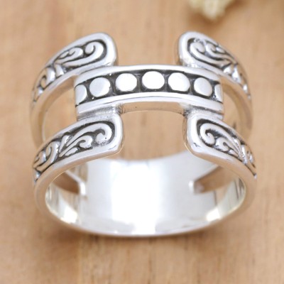 Polished Armadillo-Themed Sterling Silver Band Ring