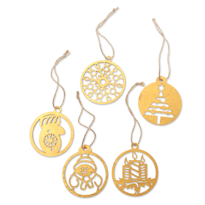 Christmas Ornaments with Natura Fiber Cords (Set of 5)