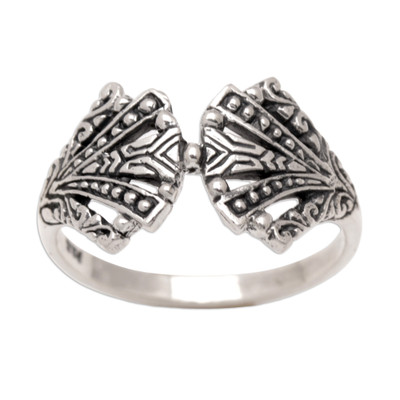 Fan-Shaped Sterling Silver Band Ring Crafted in Bali