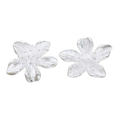 Sterling Silver Floral Button Earrings Crafted in Bali