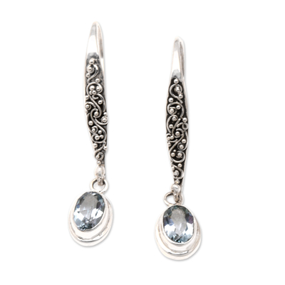 Sterling Silver and Blue Topaz Dangle Earrings Made in Bali