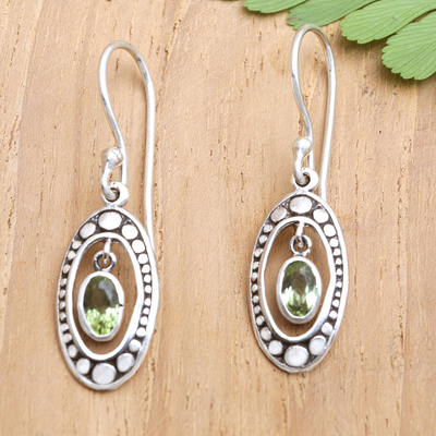 Sterling Silver and Peridot Armadillo Dangle Earrings