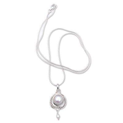 Classic Sterling Silver Pendant Necklace with Pearls