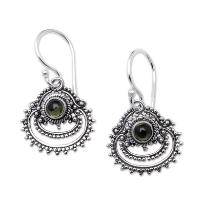 Sterling Silver Dangle Earrings with Natural Peridot Gems