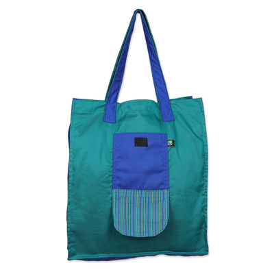 Hand-Woven Foldable Cotton Tote Bag with Java Lurik Pattern