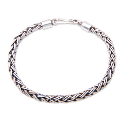 Polished Sterling Silver Chain Bracelet Crafted in Bali