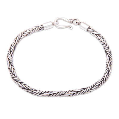 Polished Sterling Silver Foxtail Chain Bracelet from Bali