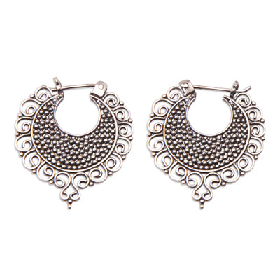 Traditional Sterling Silver Hoop Earrings from Bali