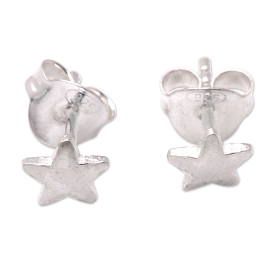 Star-Themed Sterling Silver Stud Earrings Crafted in Bali